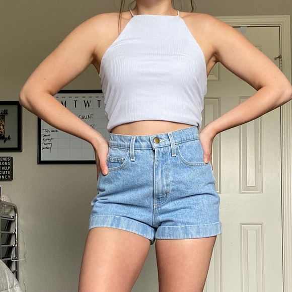 Me to We Tops - Pacsun blue ribbed tank racerback crop top